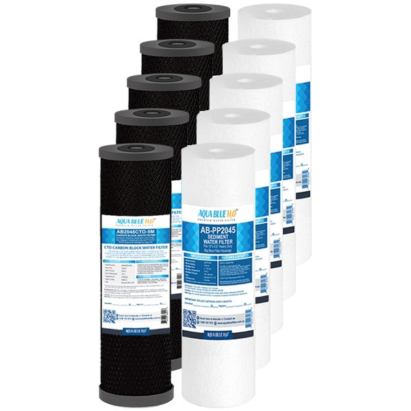 Big Blue 20"x4.5" Whole House CTO Carbon Block Sediment Polyspun Water Filter 2 Pcs Set