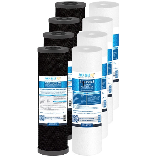 Big Blue 20"x4.5" Whole House CTO Carbon Block Sediment Polyspun Water Filter 2 Pcs Set