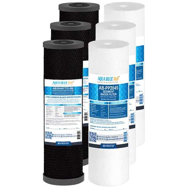 Big Blue 20"x4.5" Whole House CTO Carbon Block Sediment Polyspun Water Filter 2 Pcs Set