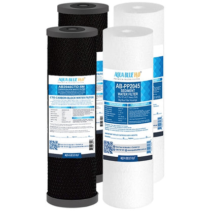Big Blue 20"x4.5" Whole House CTO Carbon Block Sediment Polyspun Water Filter 2 Pcs Set
