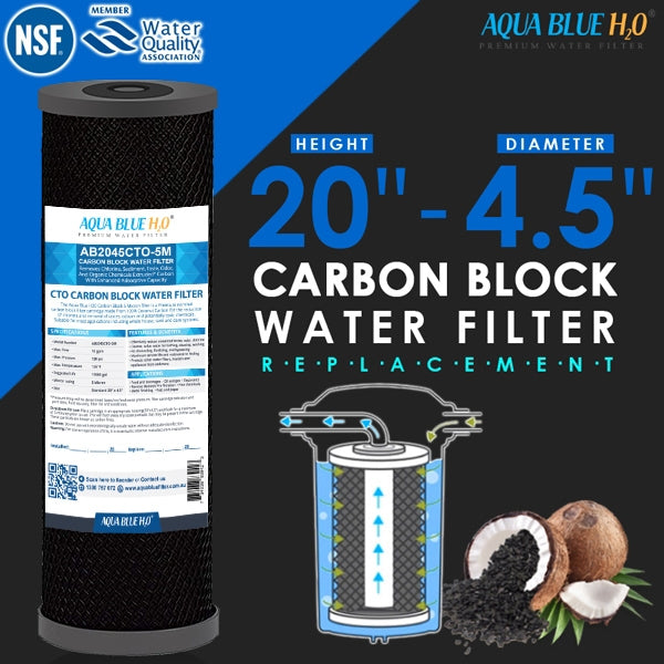 Big Blue 20"x4.5" Whole House CTO Carbon Block Sediment Polyspun Water Filter 2 Pcs Set