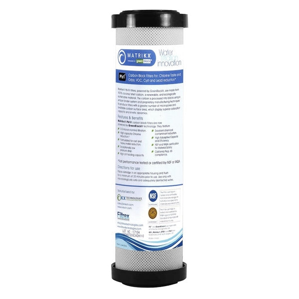 2 x 0.5 micron sediment & 2 x 0.5 micron Matrikx PB1 lead removal cartridge 10"