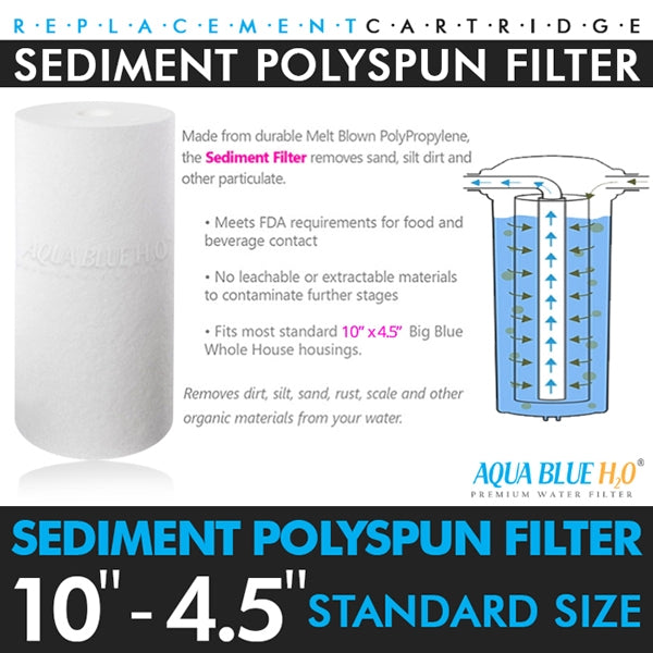 Aqua Blue H20 10x4.5 Polyspun polyproylene sediment cartridge 5Mic water filter