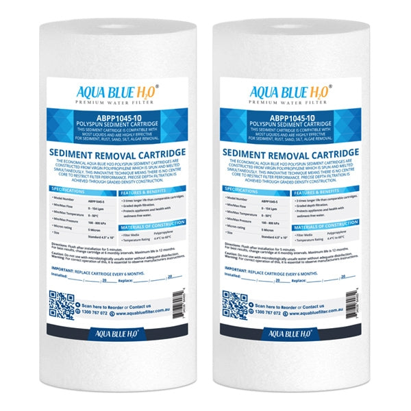 Aqua Blue H20 10x4.5 Polyspun polyproylene sediment cartridge 5Mic water filter