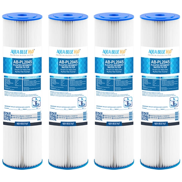 20" x 4.5" Whole House Big Blue Pleated Sediment Water Filter Replacement Cartridge for Rain Water Tank or Wholehouse