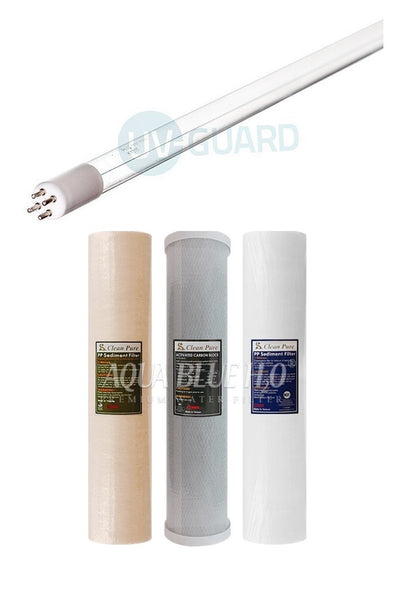 20" Big Blue Triple Whole House Water System with UV Guard UVG SLT30 Systemm