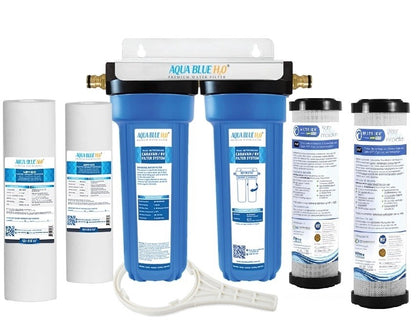 Twin Caravan & RV Water Filter System with Sediment & Silver Carbon Block Filter