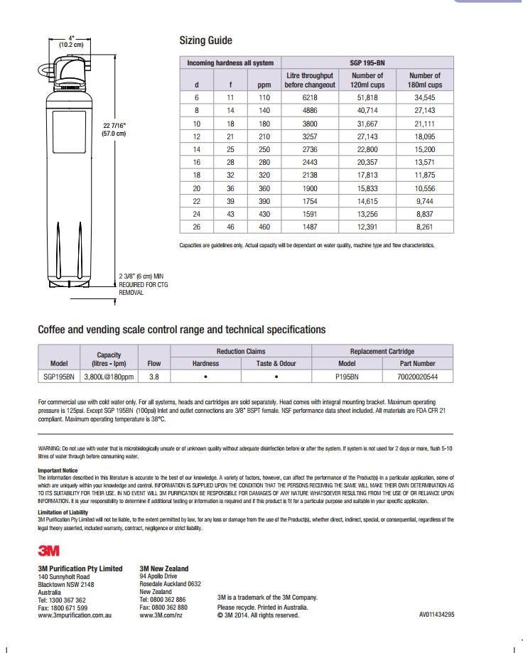 3M P195BN P - 195BN Espresso Replacement Cartridge 5615001 - WATER FILTER DISTRIBUTORS
