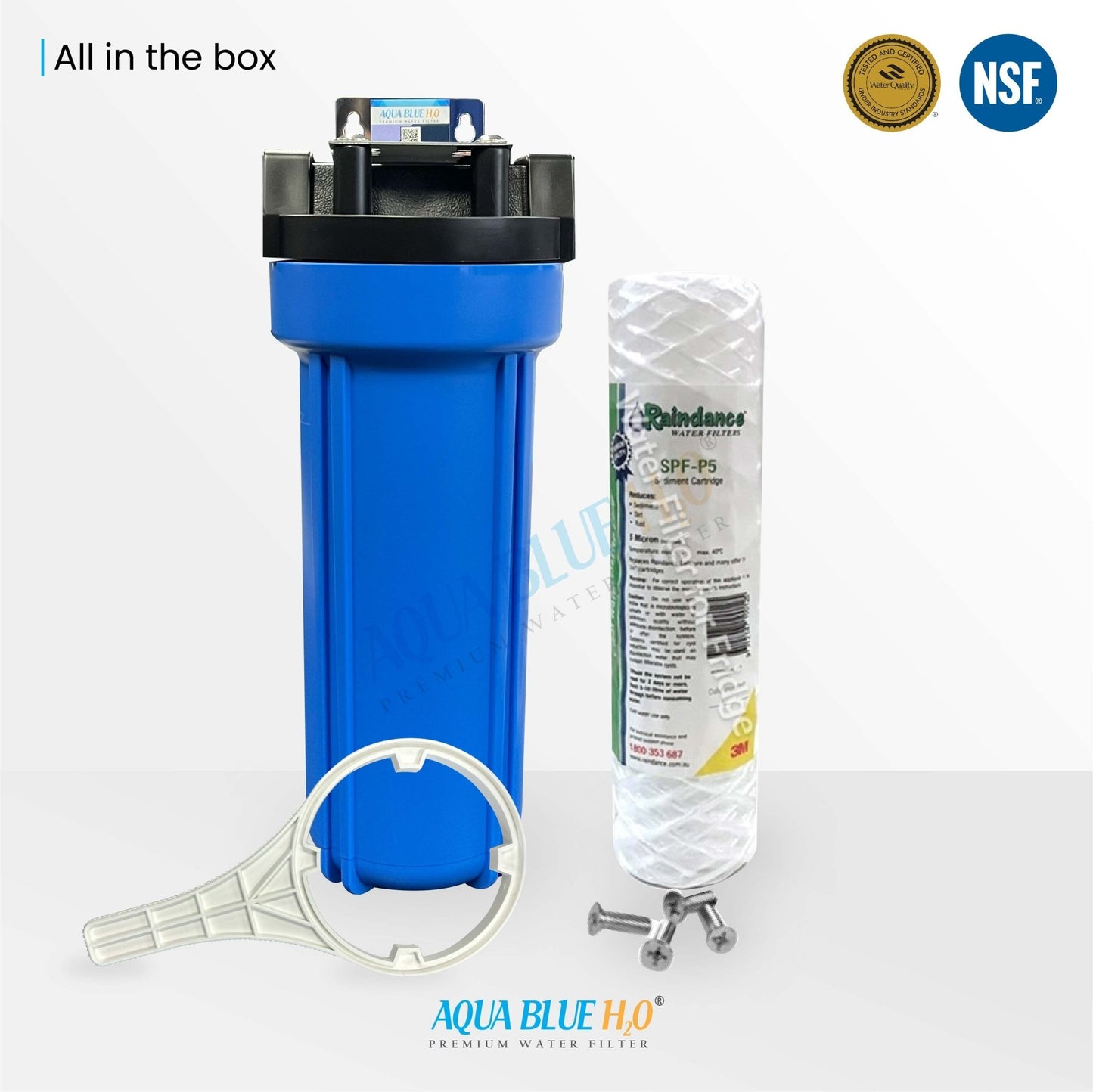 3M Single Caravan Filter System + Raindance String Wound SPF - P5, Brass Hose Connection Fitting - WATER FILTER DISTRIBUTORS