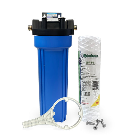 3M Single Caravan Filter System + Raindance String Wound SPF - P5, Brass Hose Connection Fitting - WATER FILTER DISTRIBUTORS