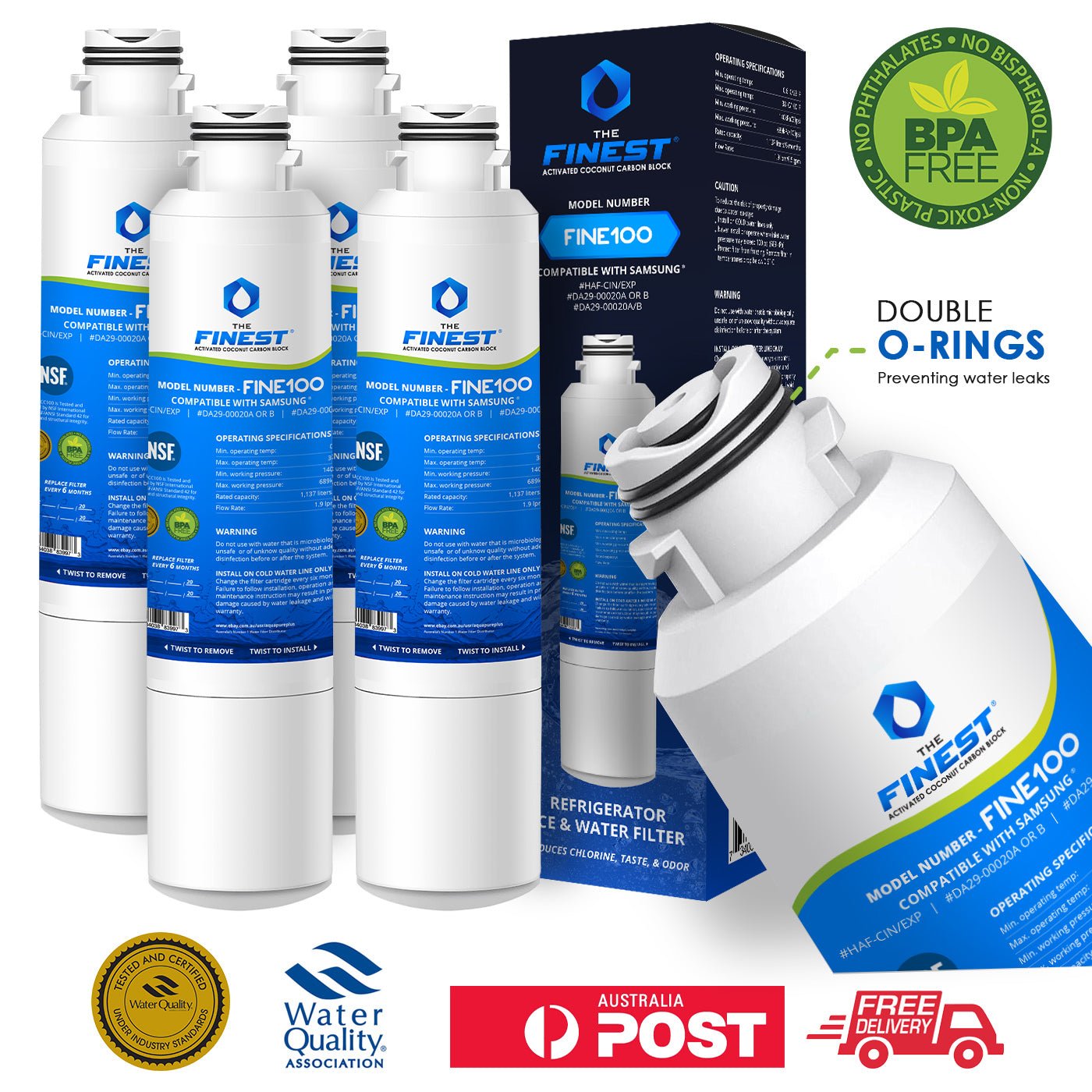 4 X Samsung DA29 - 00020B Premium Compatible Ice & Water Fridge Filter SRF719DLS - WATER FILTER DISTRIBUTORS