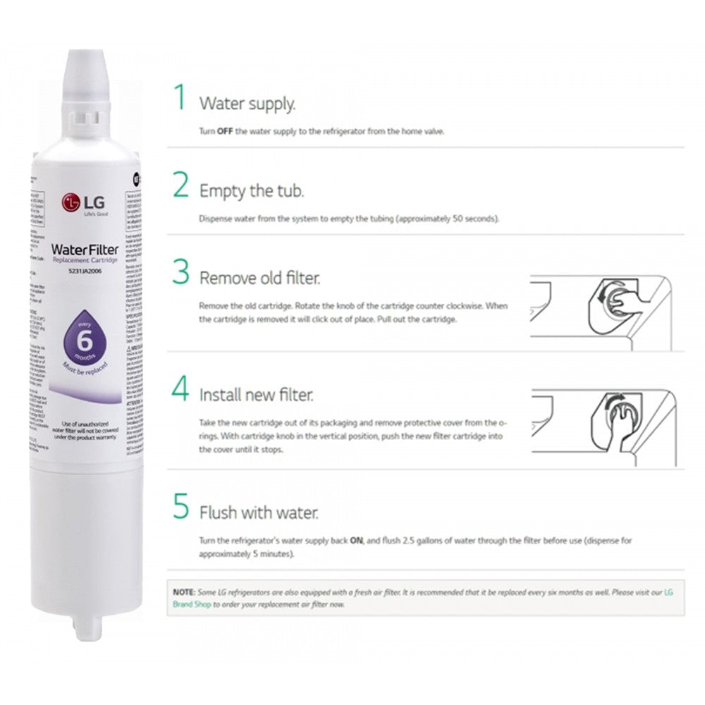 LG 5231JA2006A, LT600P Genuine Fridge Water Filter 5231JA2006F