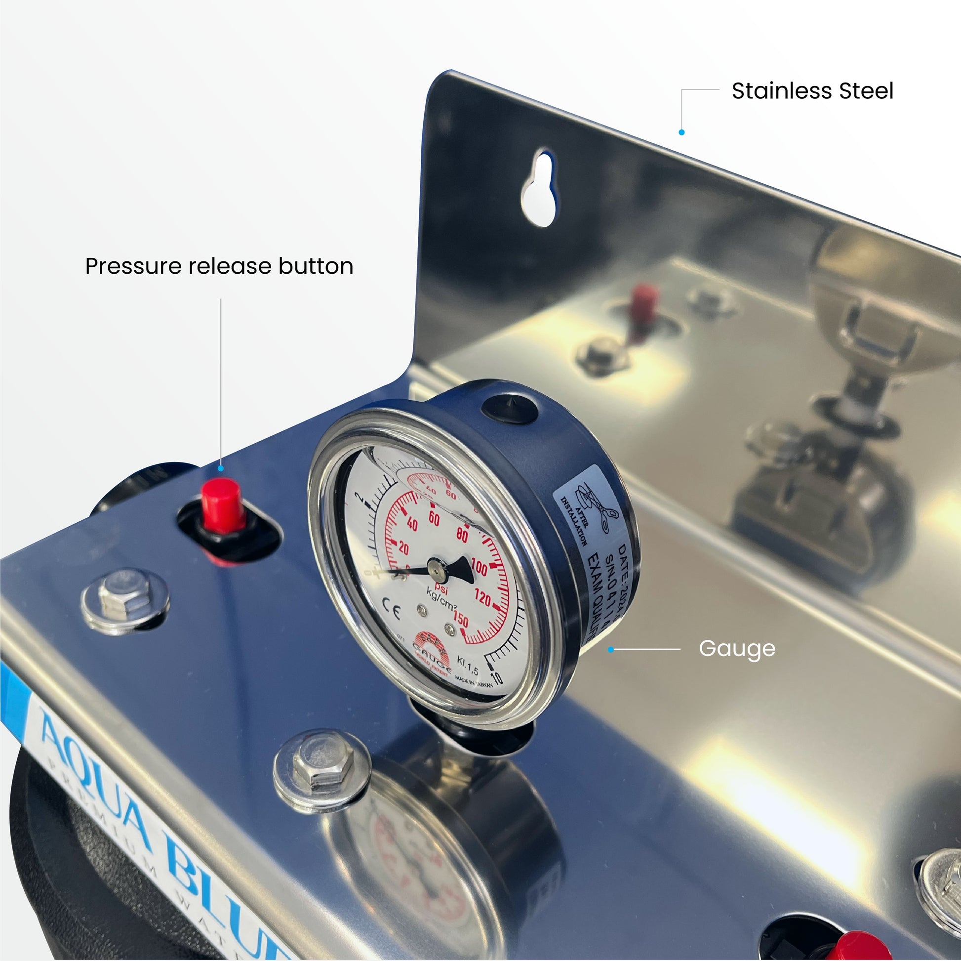 20" Big Blue Twin Housing with Stand 10um Carbon and 5um Sediment Filters with S/S bracket