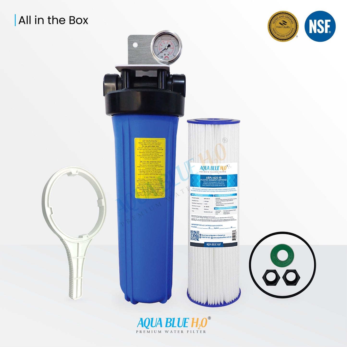 20 Inch Big Blue Whole House Water System with Pleated Sediment Filter