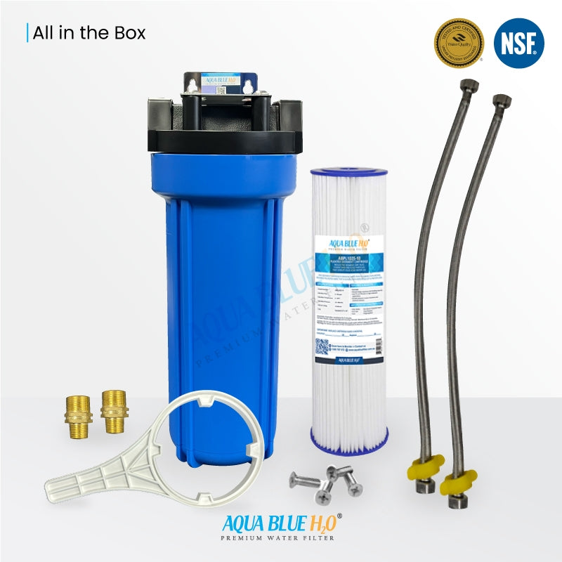 Single Water Filter System for Homes and Offices 10"X2.5" Washable Pleated Sediment Filter