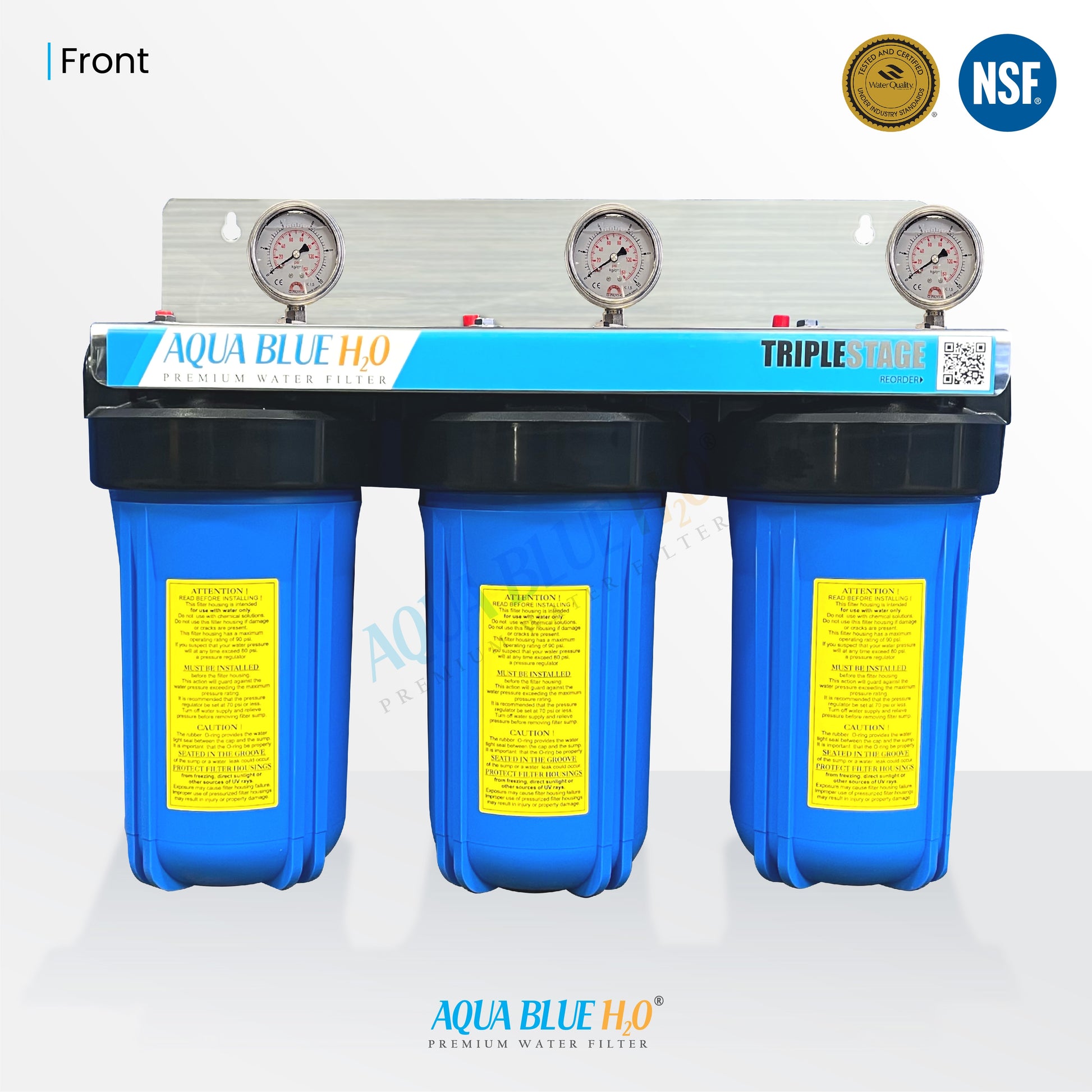 10" x 4.5" Big Blue Triple Whole House Water System with UV Guard UVG SLT30 System