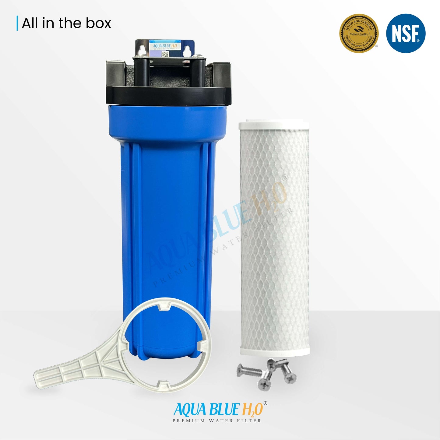 Single Caravan Water Filter System with Brass Hose Connection Fitting