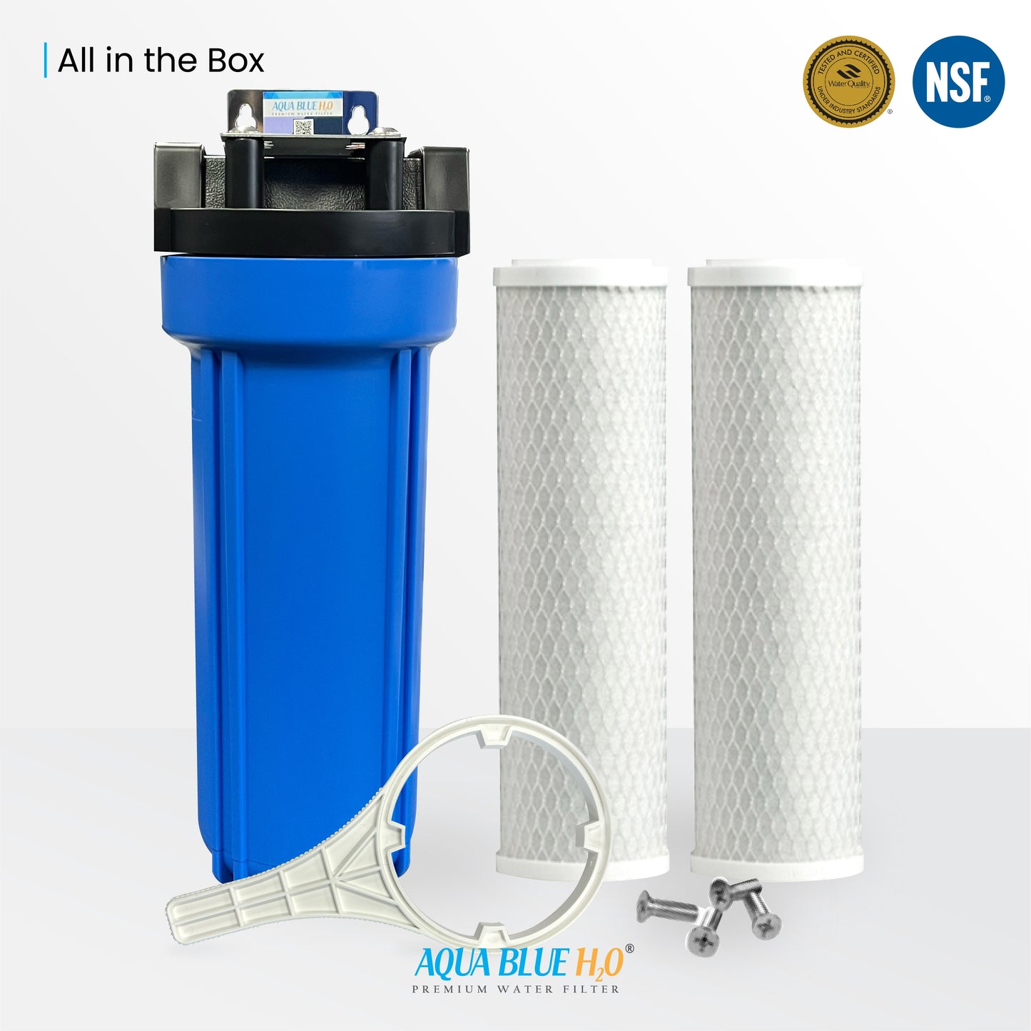 Single Caravan Water Filter System with Brass Hose Connection Fitting