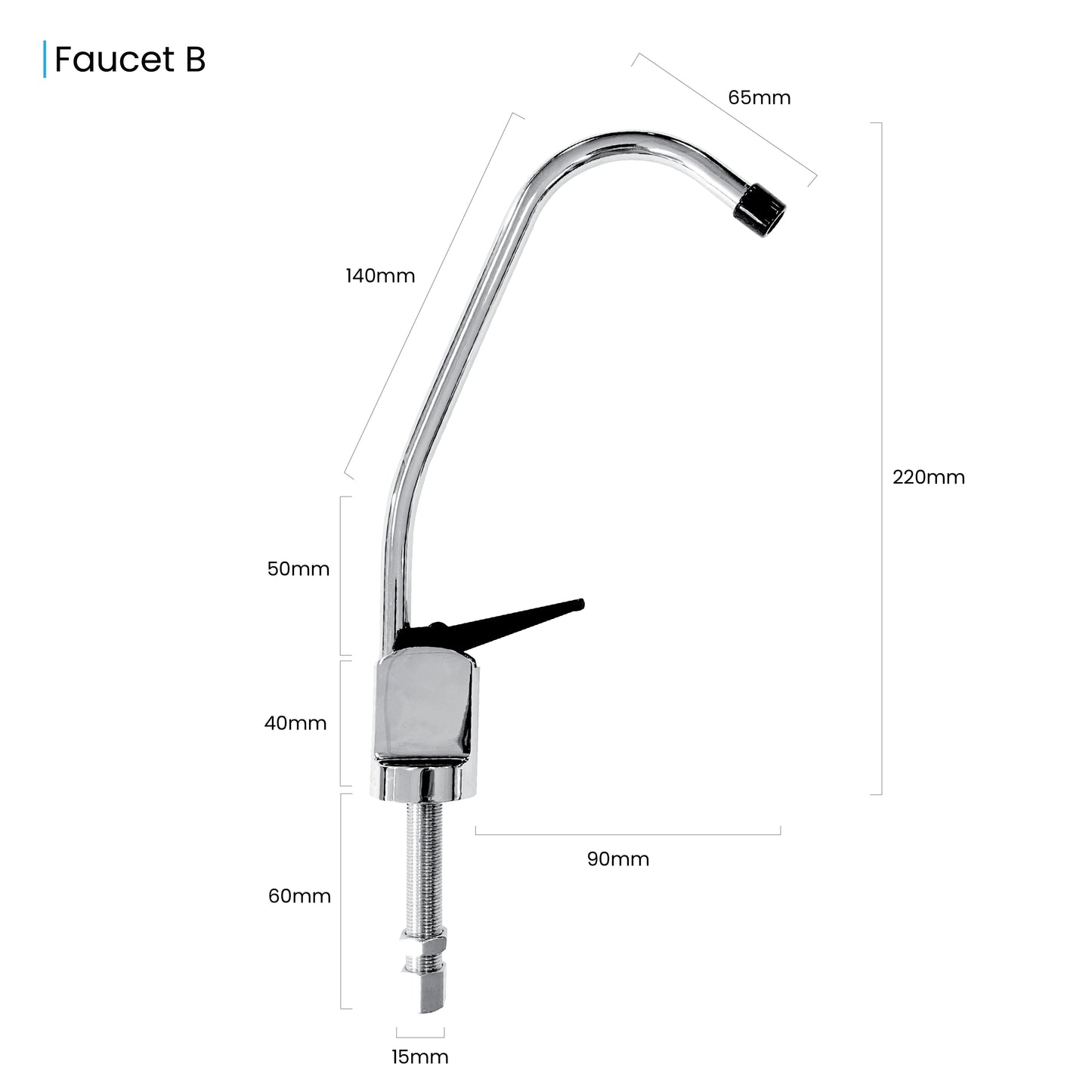 Faucet Water Filter Reverse Osmosis Faucet Tap With Black Lever