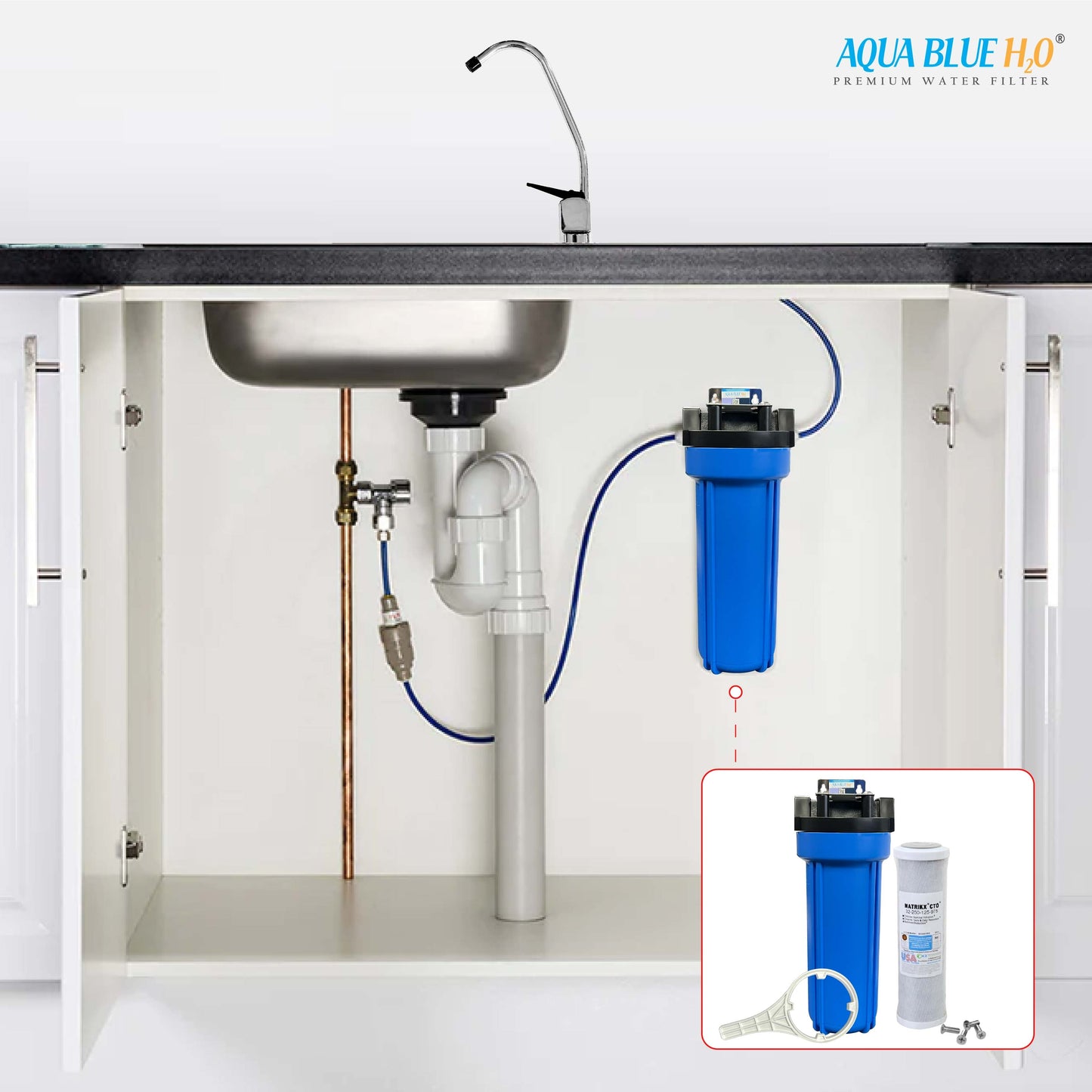 Whole House Water System with Matrikx + CTO/2 Coconut Water Filter 5 Micron 10