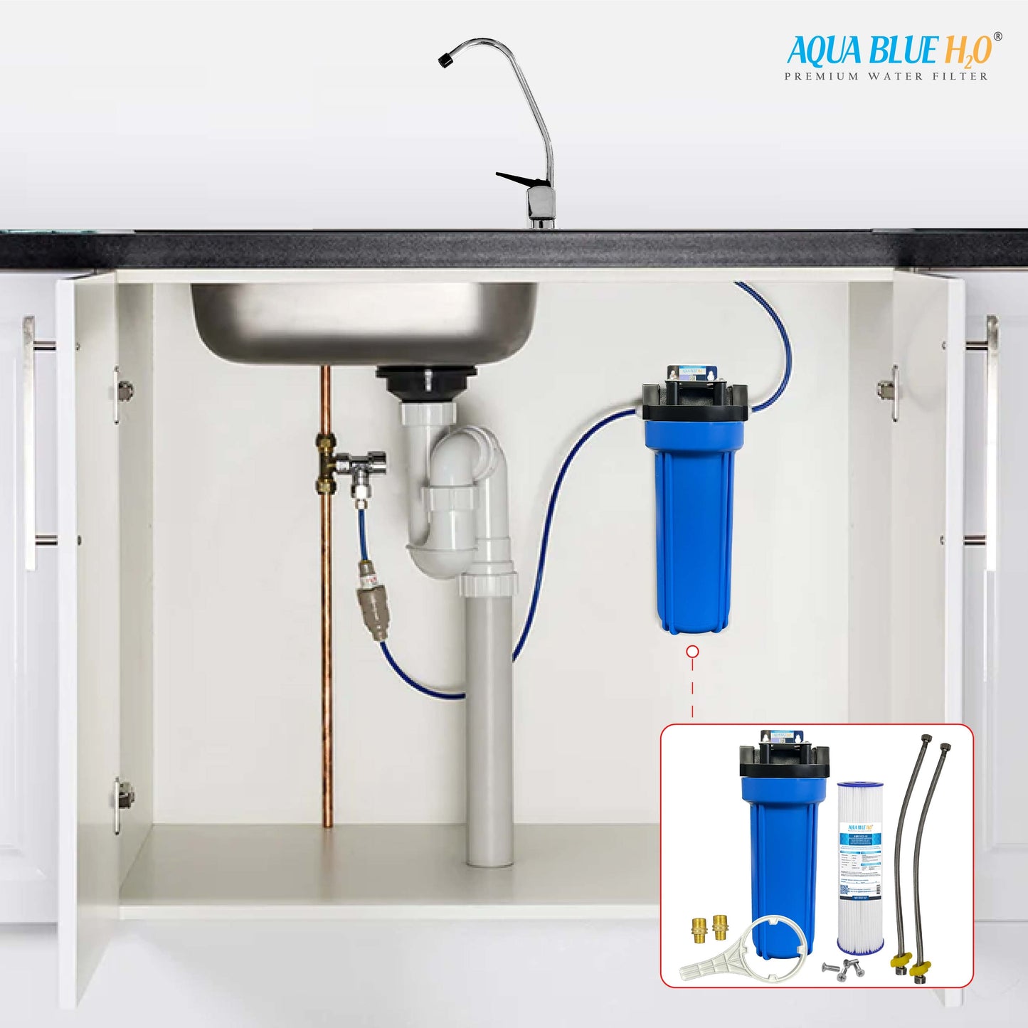 Single Water Filter System for Homes and Offices 10"X2.5" Washable Pleated Sediment Filter