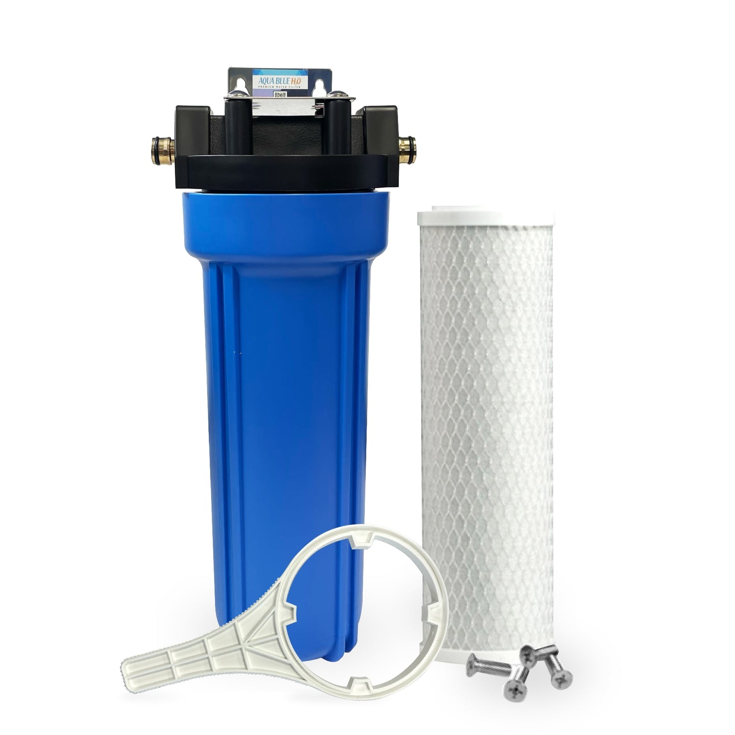 Single Caravan Water Filter System with Brass Hose Connection Fitting