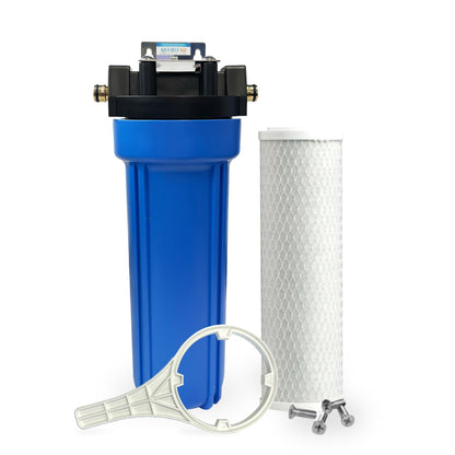 Single Caravan Water Filter System with Brass Hose Connection Fitting