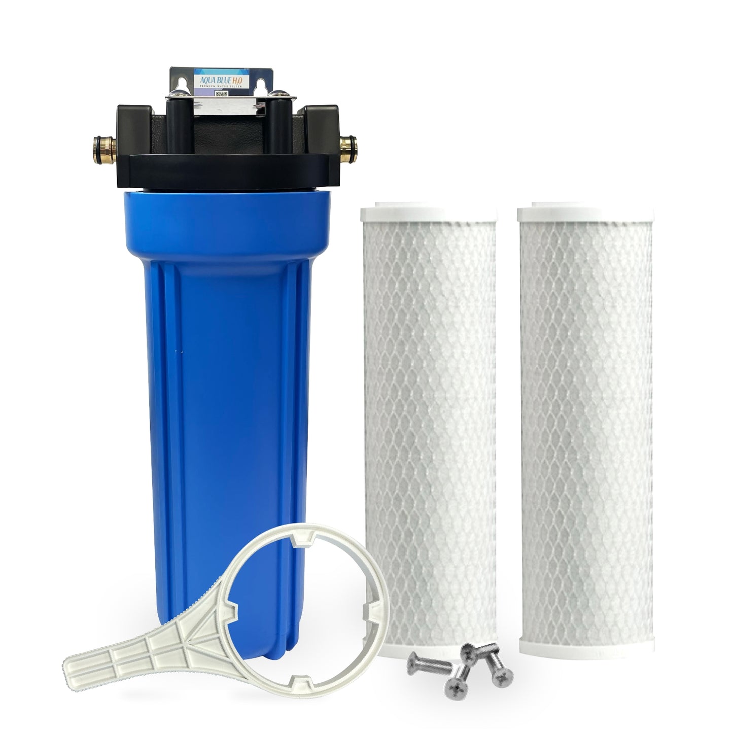 Single Caravan Water Filter System with Brass Hose Connection Fitting