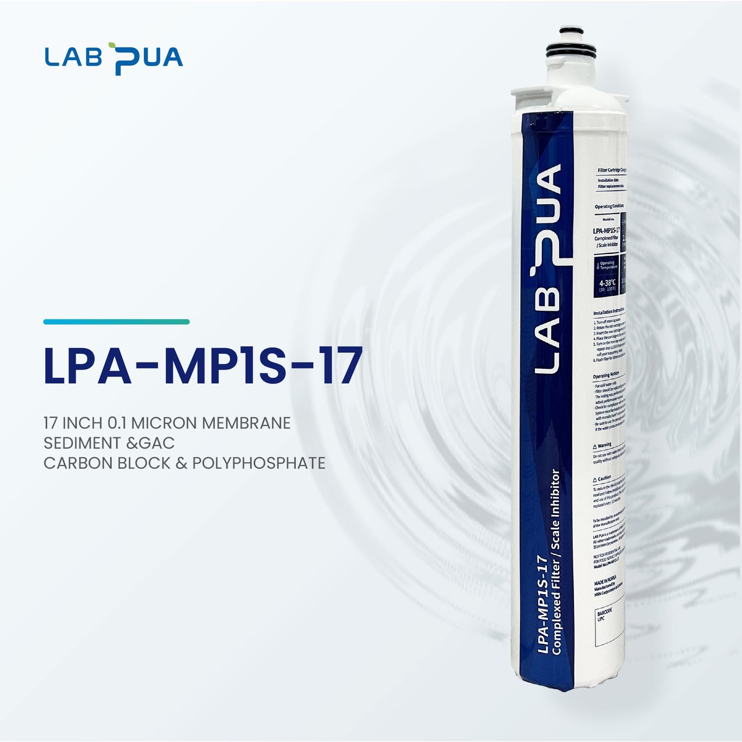 LAB PUA LPA-MP1S-17 (0.1um composite, UF membrane & Scale inhibitor, 17″L)