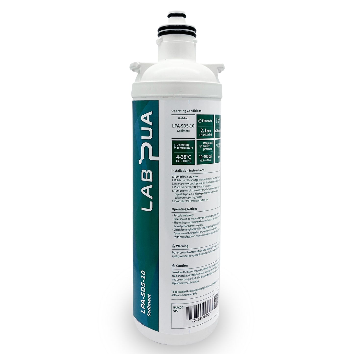 Lab Pua Twin Header Series Sediment with 1Micron Full Carbon Block with Sediment