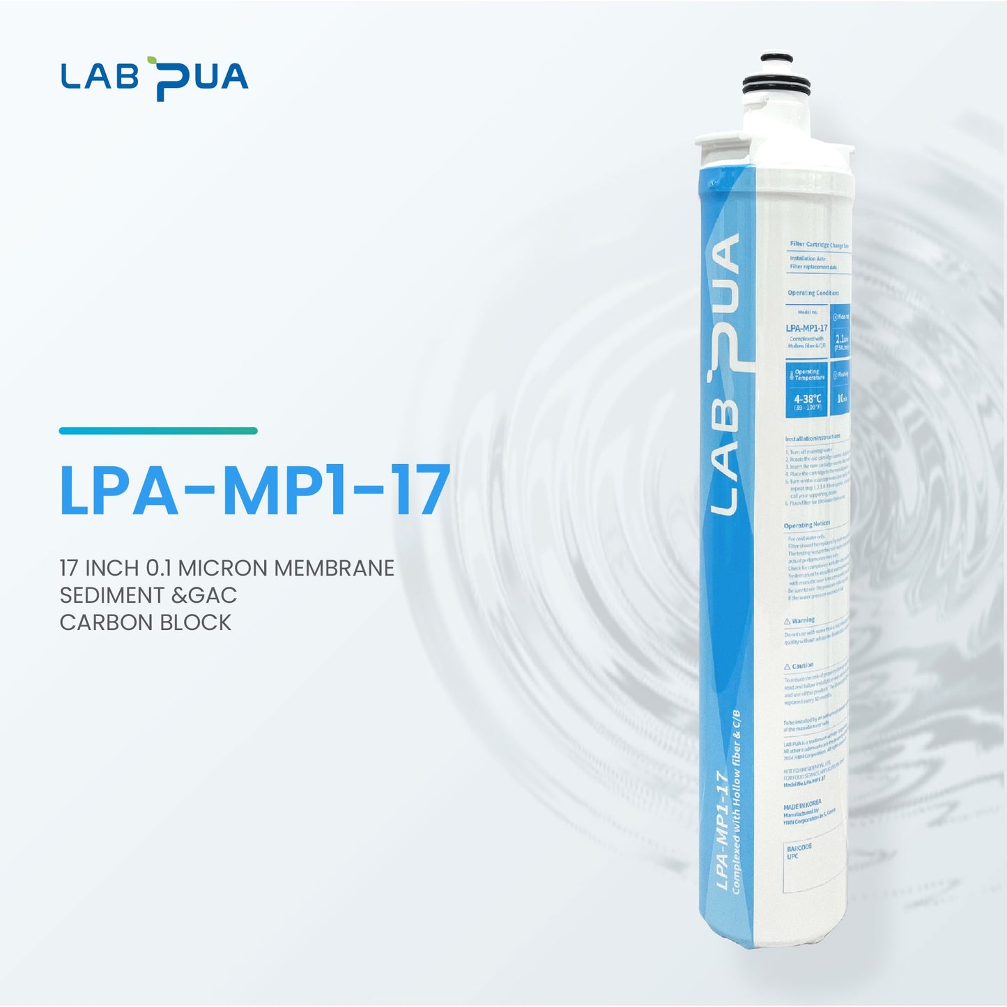 Lab Pua  LPA-MP1-17 0.1 Micron Quick Twist Filter High flow Kit