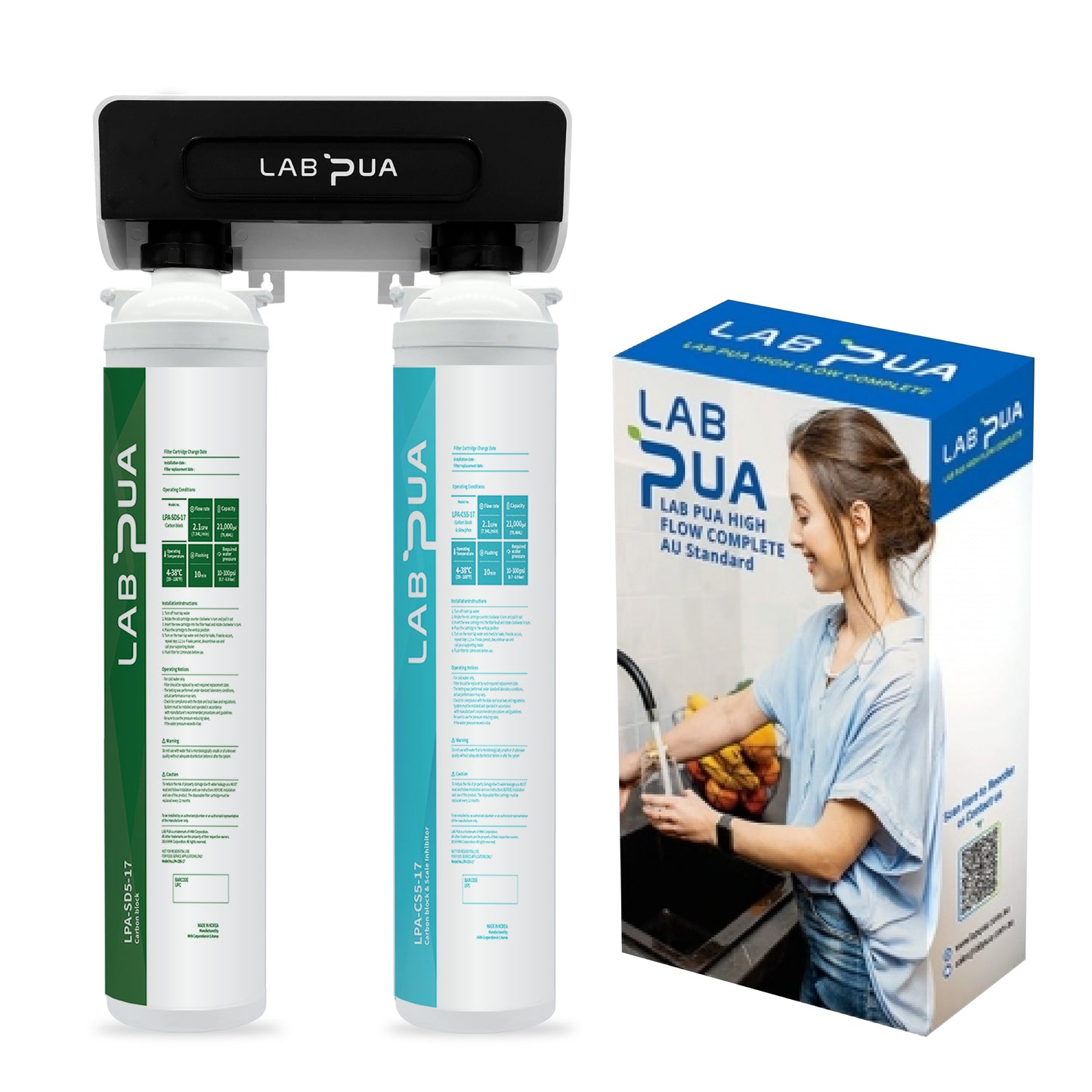 Lab Pua Twin Header series Sediment with  Carbon Block with Polyphospate