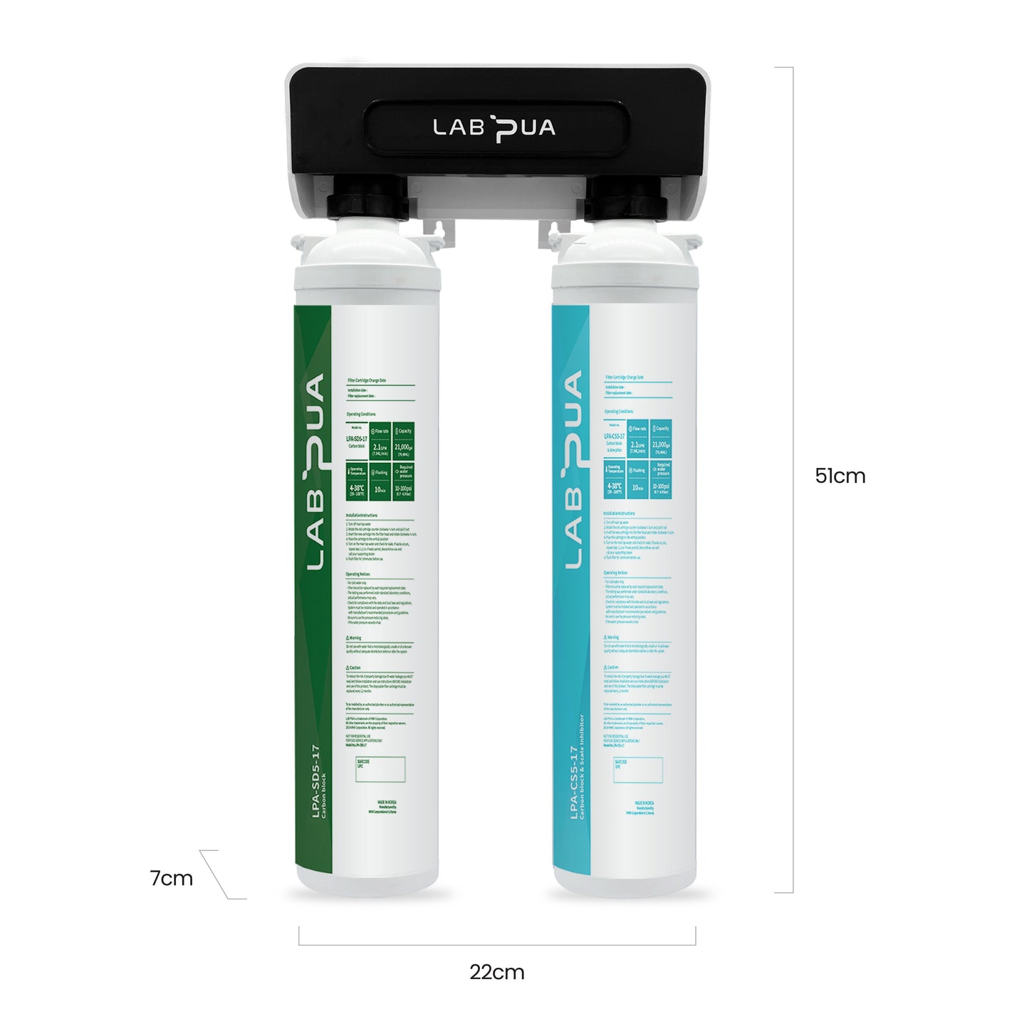 Lab Pua Twin Header series Sediment with  Carbon Block with Polyphospate
