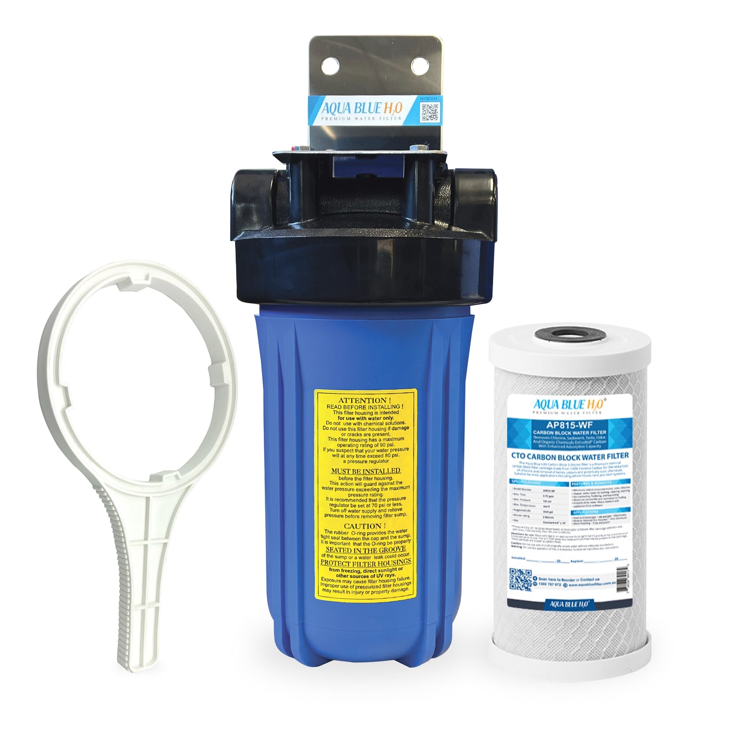 10″ Big Blue Single High Flow Rate Filter Housing Whole System, 5 Micron CTO Carbon Block Filter	