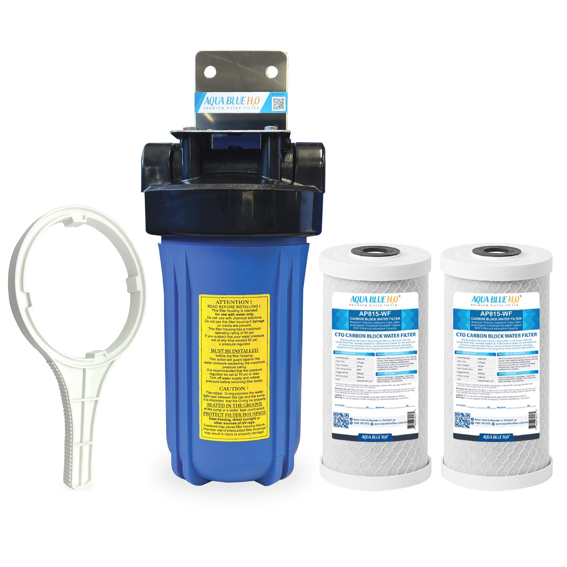 10″ Big Blue Single High Flow Rate Filter Housing Whole System, 5 Micron CTO Carbon Block Filter	