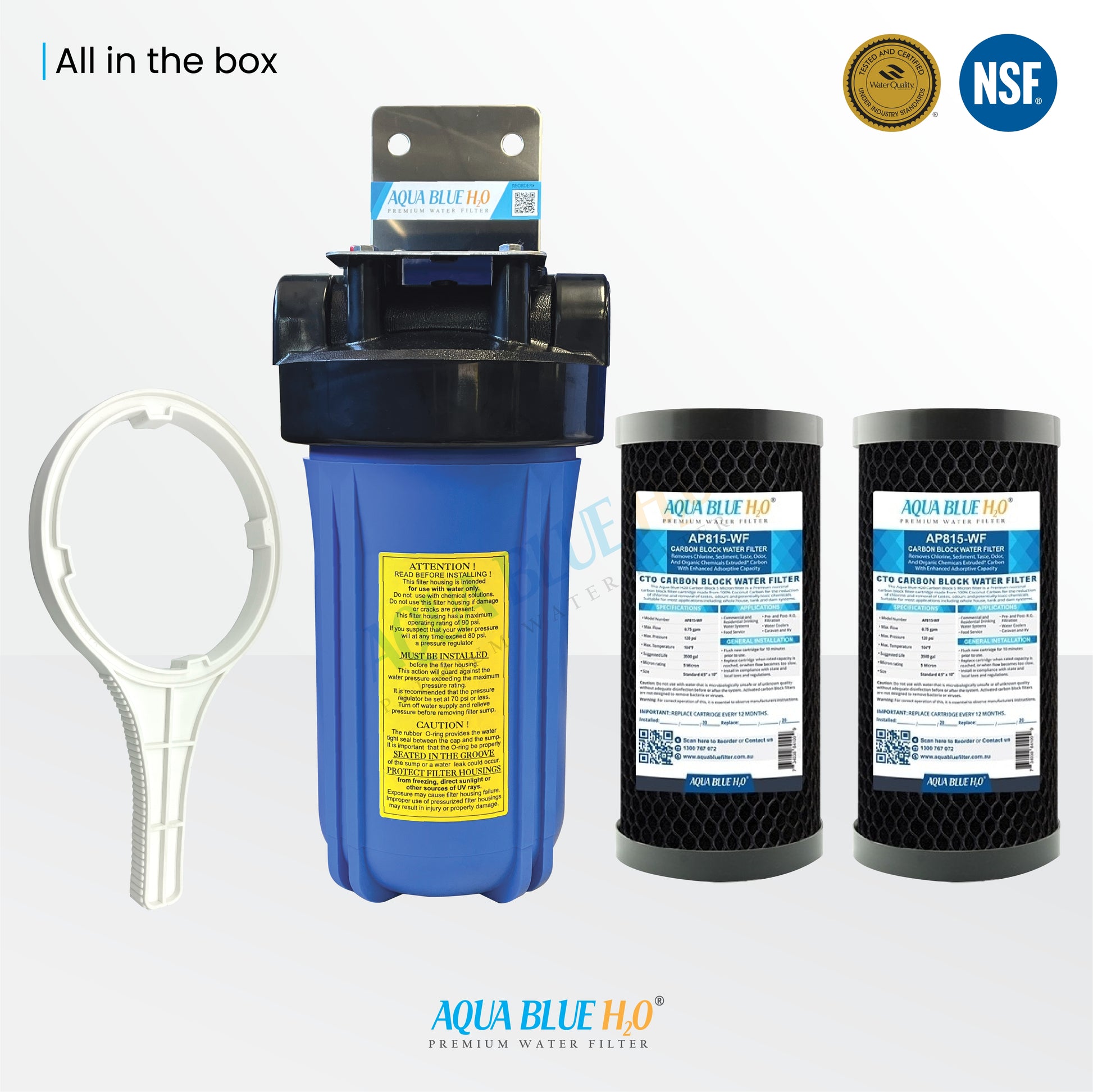 Big Blue Whole House Single System 10"x4.5" Large Diameter Aqua Blue H20