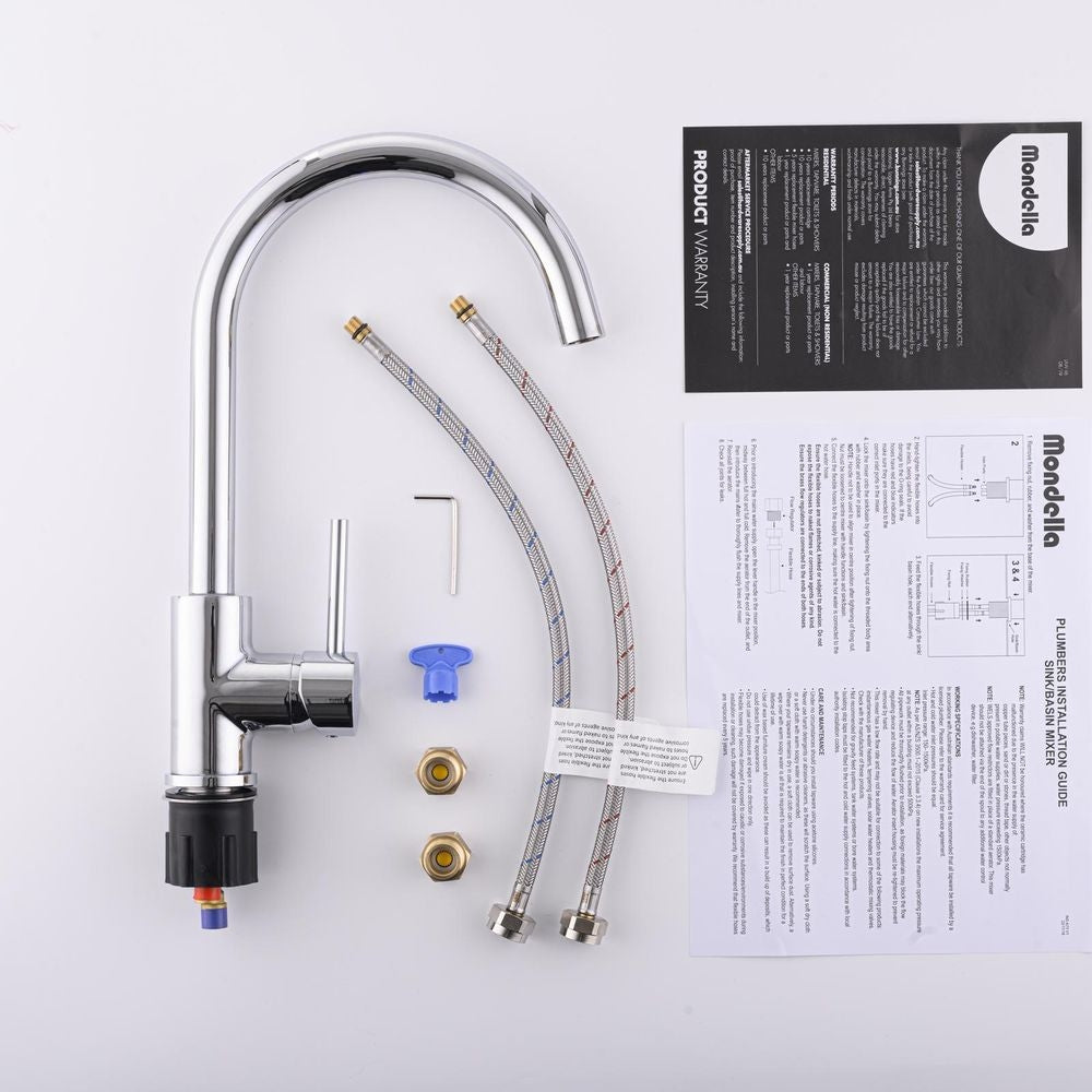 Lab Pua Residential Water Filter Kit LPA-MP1-10 10" with Mondella Resonance 35mm Chrome Side Pin Lever Sink Mixer