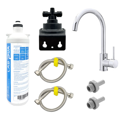 Lab Pua Residential Water Filter Kit LPA-MP1-10 10" with Mondella Resonance 35mm Chrome Side Pin Lever Sink Mixer