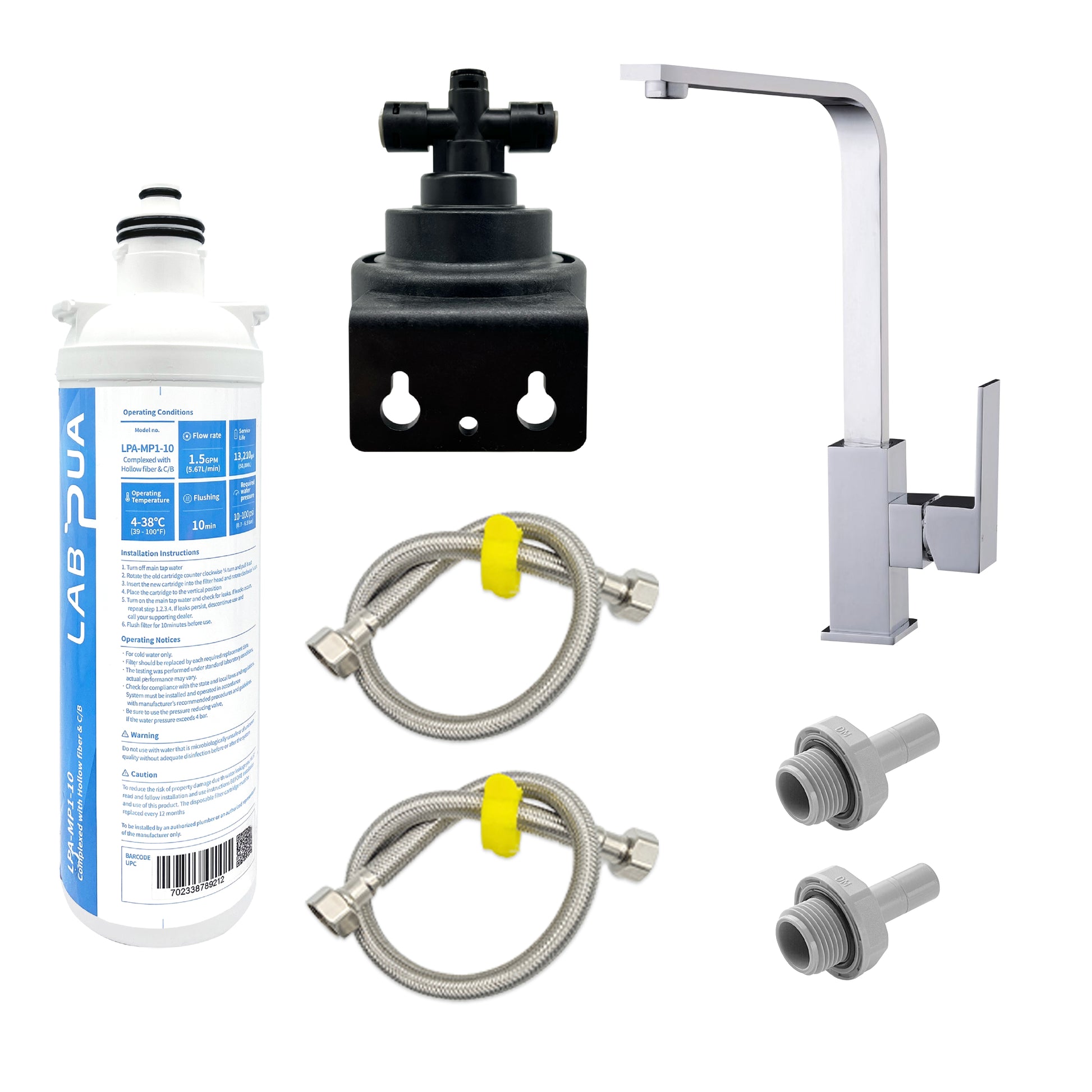 Lab Pua Residential Water Filter Kit LPA-MP1-10 10" with Mondella Resonance 35mm Chrome Side Pin Lever Sink Mixer