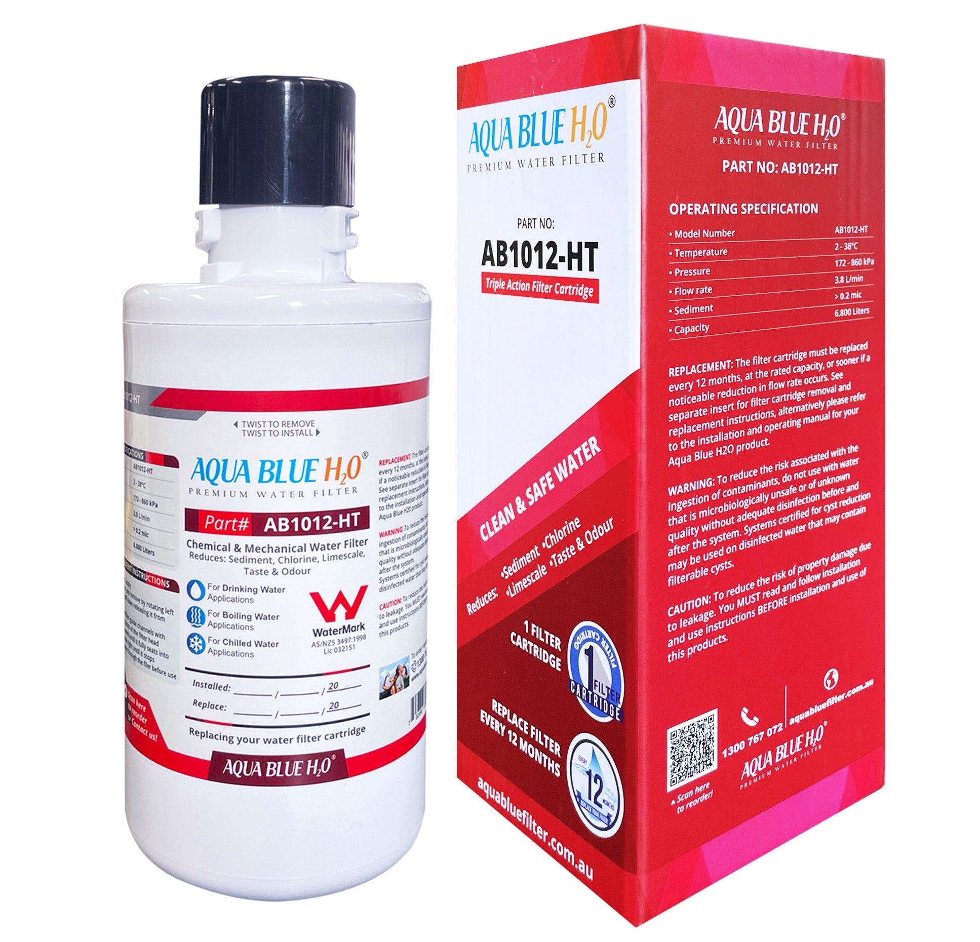 Aqua Blue H2O AB1012-HT for ZIP 93702 Replacement Water Filter Cartridge