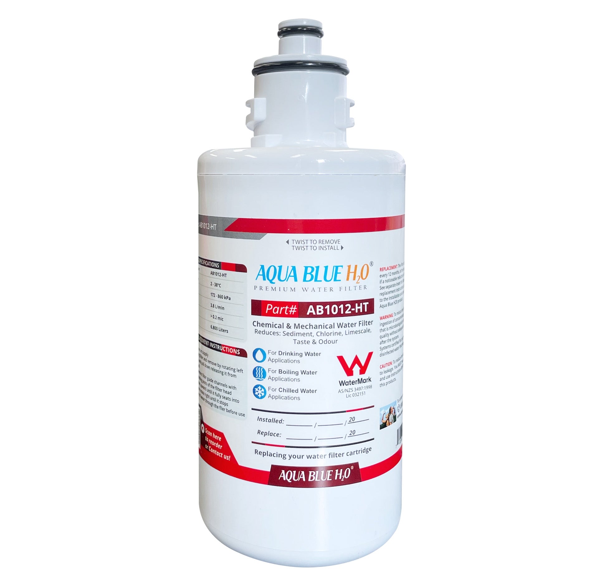 Aqua Blue H2O AB1012-HT for ZIP 93702 Replacement Water Filter Cartridge