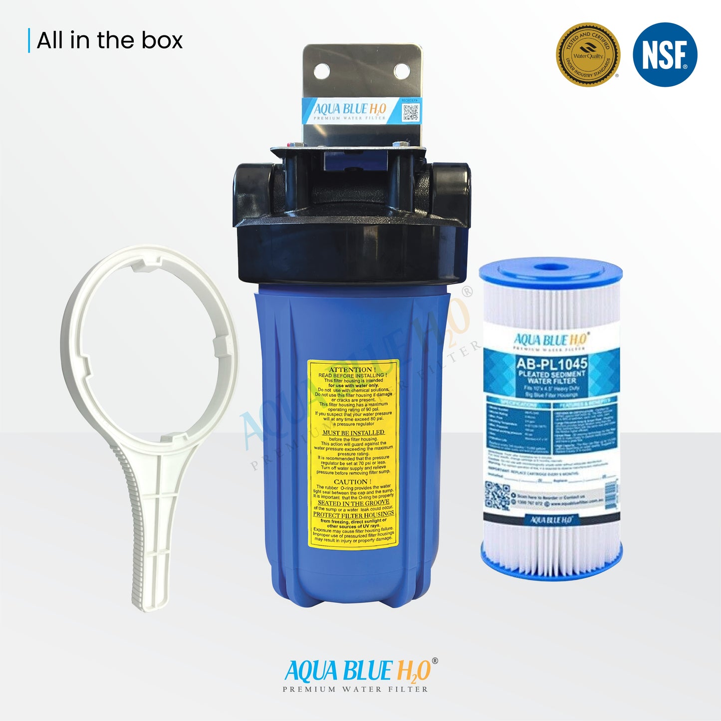 10"x4.5" Big Blue Single High Flow Housing System with Pleated Sediment Filter