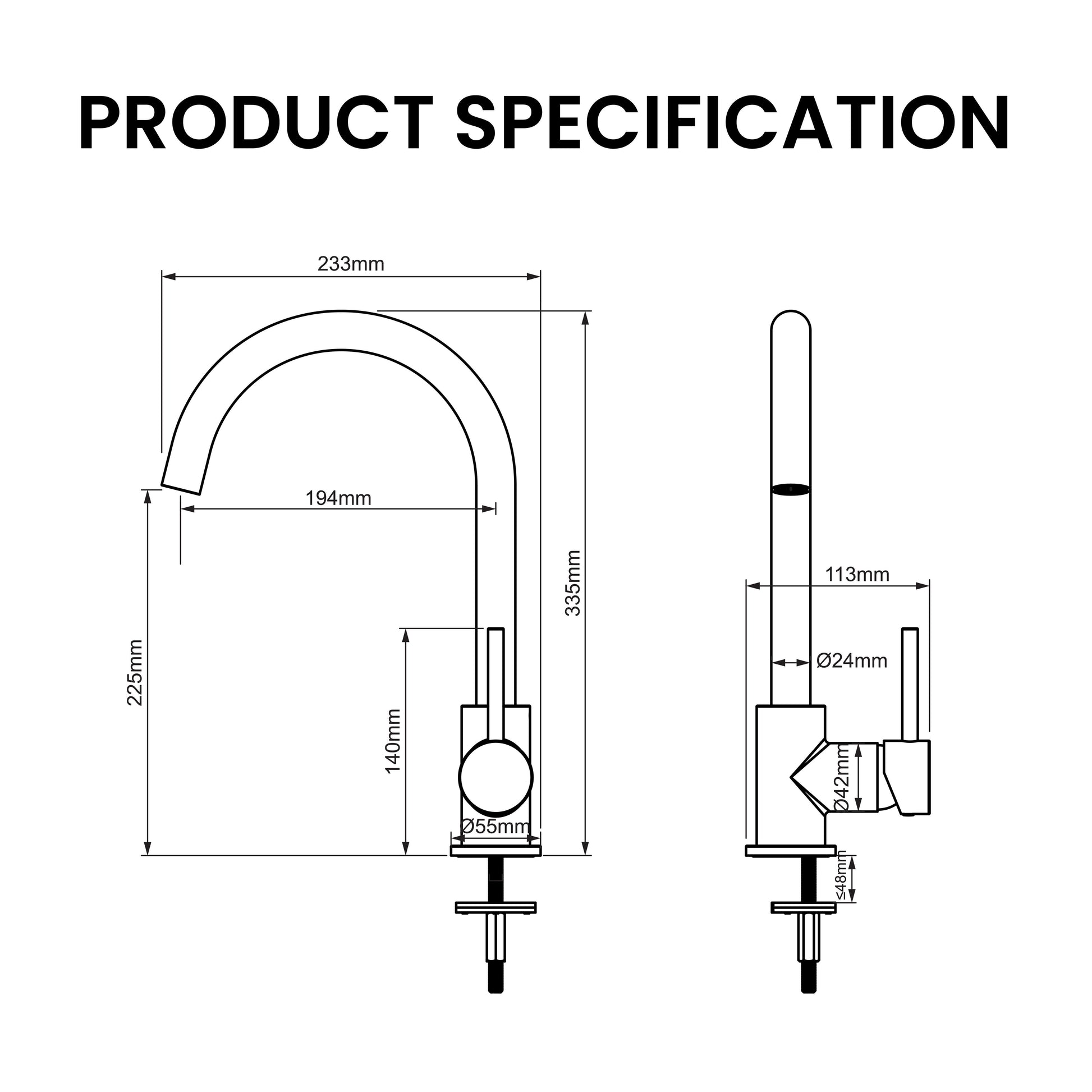 Lab Pua Residential Water Filter Kit LPA-MP1-10 10" with Mondella Resonance 35mm Chrome Side Pin Lever Sink Mixer