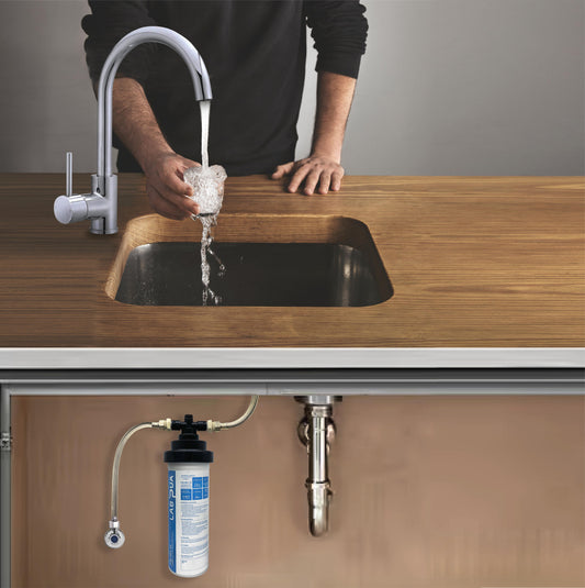 Lab Pua Residential Water Filter Kit LPA-MP1-10 10" with Mondella Resonance 35mm Chrome Side Pin Lever Sink Mixer