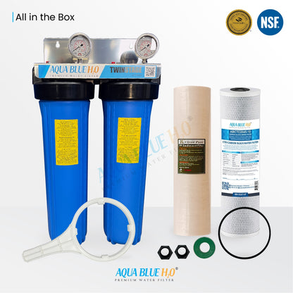 20" X 4.5" Big Blue Twin Water Filter Housing with SEDIMENT( POLYSPUN )+ CTO