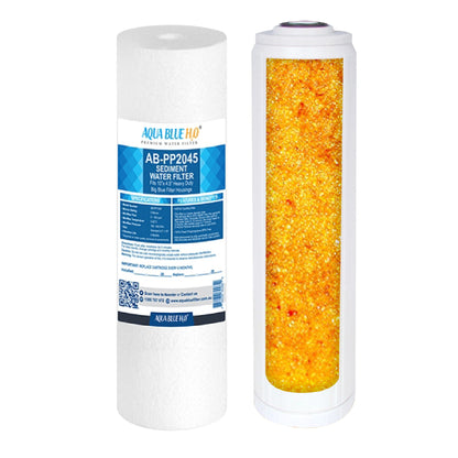 20" X 4.5" Big Blue Twin Water Filter Housing with SEDIMENT + RESIN