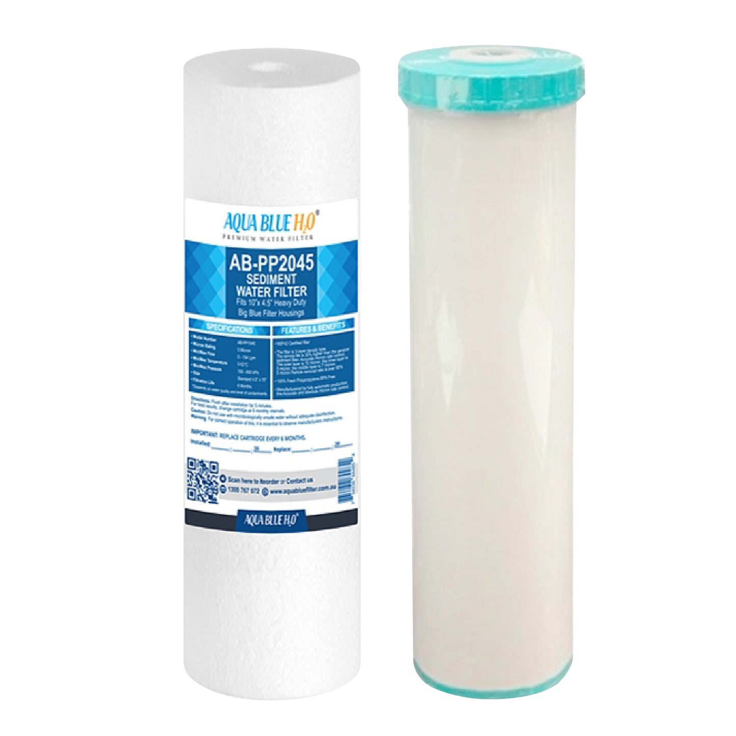 20" X 4.5" Big Blue Twin Water Filter Housing with SEDIMENT + alumina(fluride)