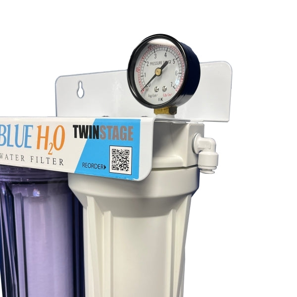 Twin Caravan & RV Water Filter System with Sediment & Silver Carbon Block Filter