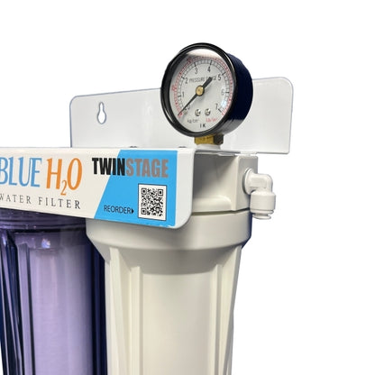 Twin Caravan & RV Water Filter System with Sediment & Silver Carbon Block Filter