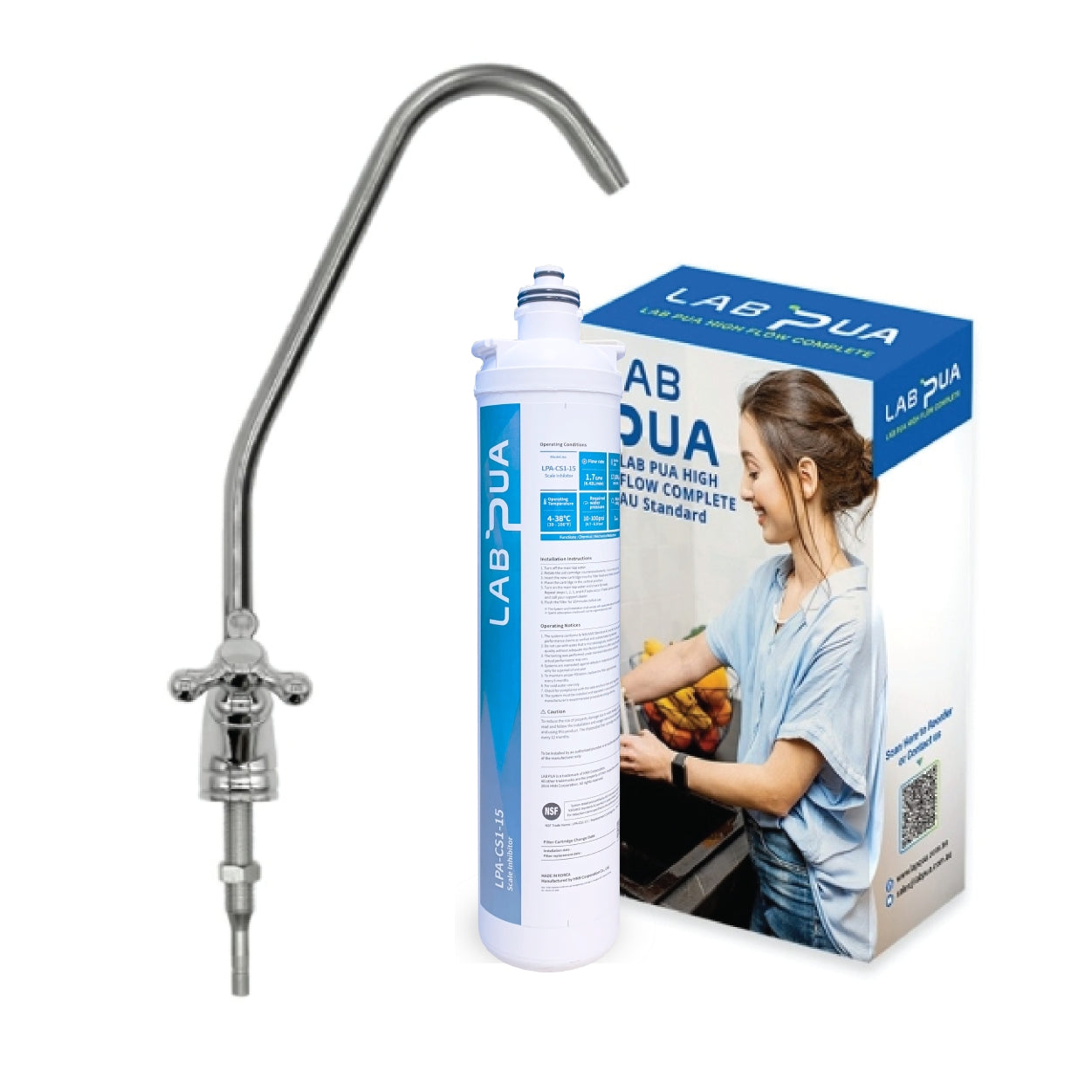 Lab Pua Water Filter Kit With Faucet LPA-CS5-15 15"